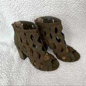 Olive green heel sandals